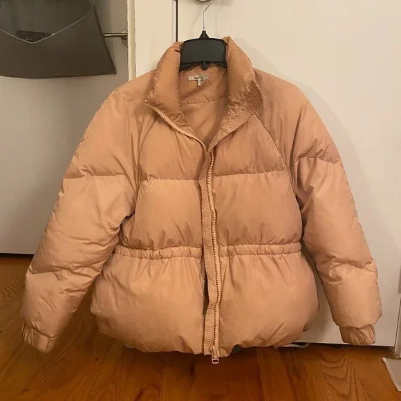 Ganni Jackets Coats Ganni Beige Down Puffer Coat Jacket